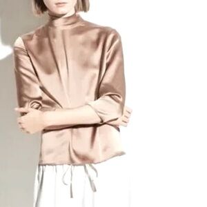 Vince Satin Blouse in Champagne